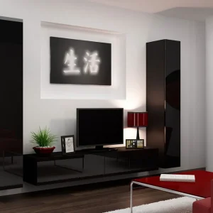Vasil TV-möbelset 260x40x180 cm Svart/Vit - Möbler Fri frakt