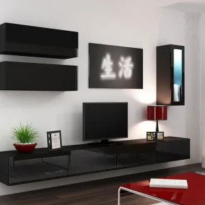Rea Vasil TV-möbelset 280x40x180 cm Svart/Vit - Möbler