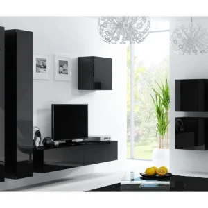 Vasil TV-möbelset 260x40x180 cm Svart/Vit - Möbler Lågt pris