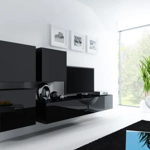 Billig Vasil TV-möbelset 230x40x180 cm Svart/Vit - Möbler
