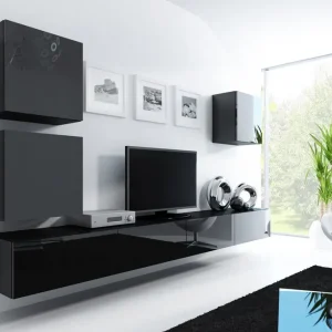 Vasil TV-möbelset 280x40x180 cm Svart/Vit - Möbler Endast idag