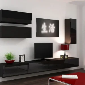 Fynd Vasil TV-möbelset 280x40x180 cm Svart/Vit - Möbler