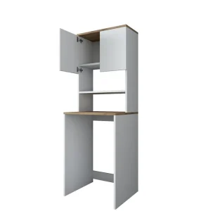 Badrumsskåp Caronti 65x183,6 cm Vit/Brun Hanah Home - Förvaring Populärt val