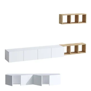 Pa Tv-möbelset 215x32 cm Vit/Brun Hanah Home - Möbler Handla nu