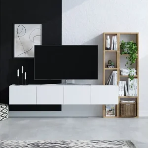 Pana Tv-möbelset 182x32 cm Vit/Brun Hanah Home - Möbler Erbjudande