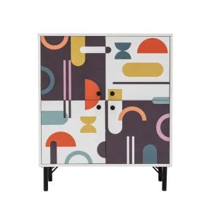 Sia Highboard 95x111 cm Vit/Brun/Lila/Gul Hanah Home - Förvaring Köp online