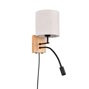 Trio Lighting Nilam Vägglampa med läslampa 18 cm LED + E27 trä Trä/Beige - Belysning Handla nu