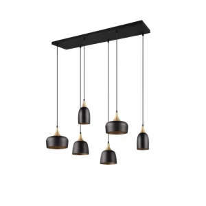 Trio Lighting Chiraz Taklampa 6L E27 mattsvart/ mattmässing Matt svart/Matt mässing - Belysning Snabb frakt