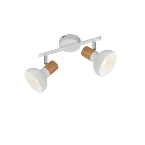 Trio Lighting Latika Spotlight 2L E14 mattvit/ trä Matt vit/Trä - Belysning Handla nu