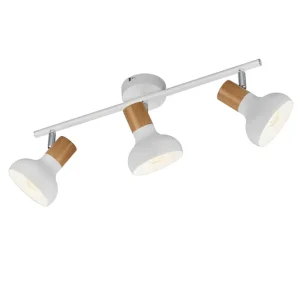 Trio Lighting Latika Spotlight 3L E14 mattvit/ trä Matt vit/Trä - Belysning Snabb frakt