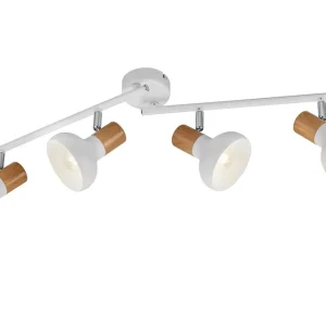 Trio Lighting Latika Spotlight 4L E14 mattvit/ trä Matt vit/Trä - Belysning Fynd