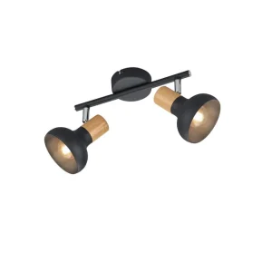 Trygg betalning Trio Lighting Latika Spotlight 2L E14 mattsvart/ trä Matt svart/Trä - Belysning
