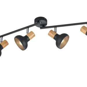 Erbjudande Trio Lighting Latika Spotlight 4L E14 mattsvart/ trä Matt svart/Trä - Belysning
