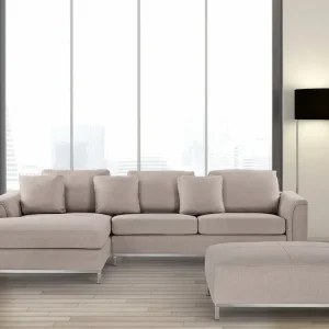 Dugard Hörnsoffa Höger + Fotpall Beige - Möbler Billigare